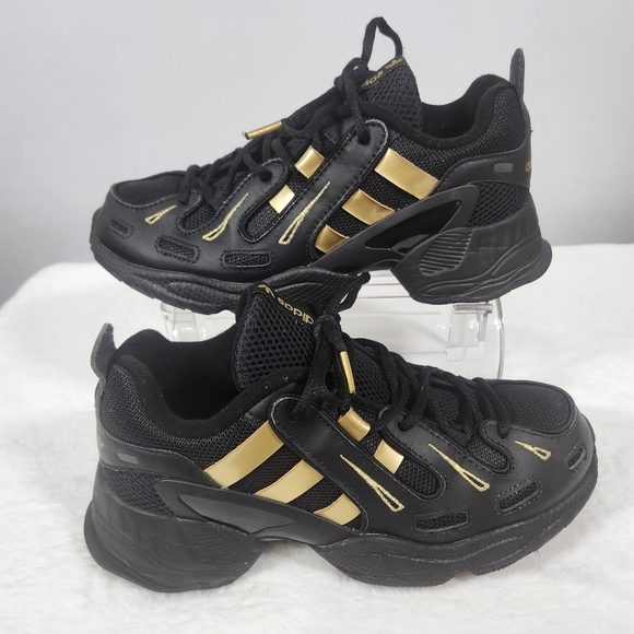 addidas EQT Shoes - adidas Women's Black Sneakers with Gold Stripes